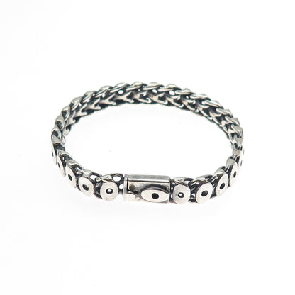 925 Sterling Silver Vintage Modernist Evil's Eye Oxidized Bracelet 6.75"