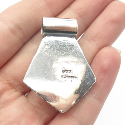 925 Sterling Silver Vintage Mexico Large Hollow Slide Pendant