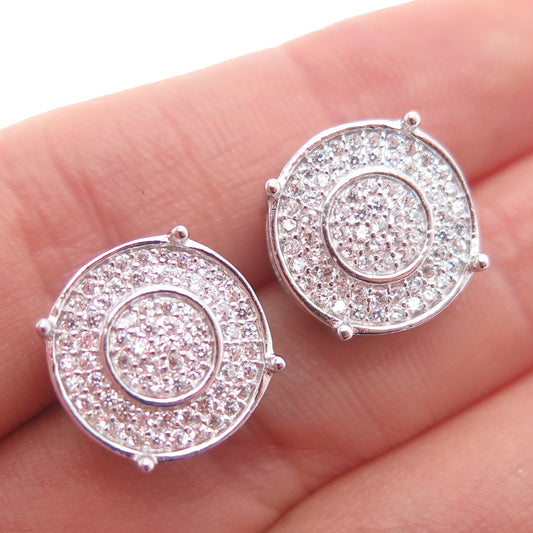 925 Sterling Silver Round-Cut C Z Sparkle Stud Earrings