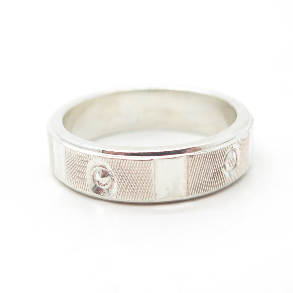 925 Sterling Silver Vintage Textured Band Ring Size 7.25