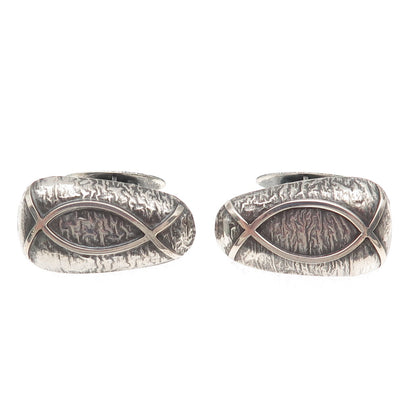 Orno 800 Silver Vintage Poland Modernist Oxidized Cufflinks