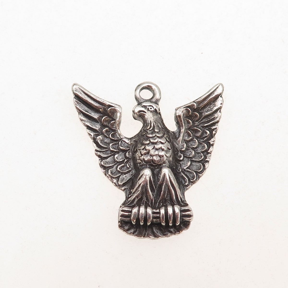 925 Sterling Silver Vintage Boy Scout Eagle Medal Oxidized Pendant