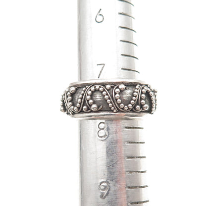 Lois Hill 925 Sterling Silver Vintage Granulated Scroll Band Ring Size 7.75