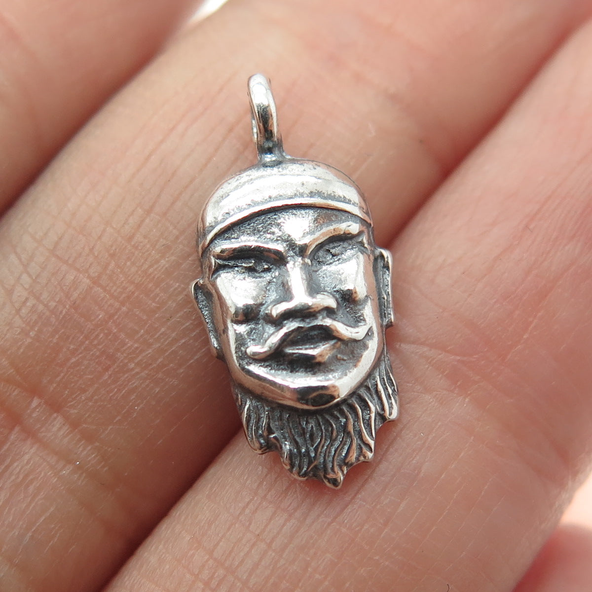 STEVE STAMAS 925 Sterling Silver Vintage Wise Man Oxidized Minimalist Pendant