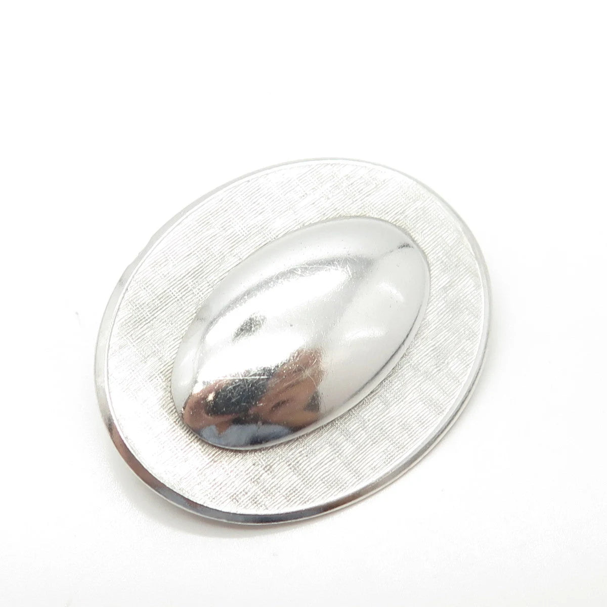 925 Sterling Silver Antique Art Deco BEAU Oval Textured Pin Brooch