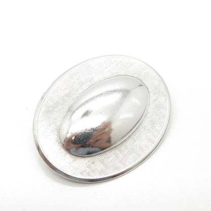 925 Sterling Silver Antique Art Deco BEAU Oval Textured Pin Brooch
