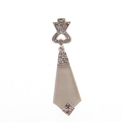 Jenna Nicole Sterling Silver Vintage Camphor Frosted Glass & Rhinestone Pendant