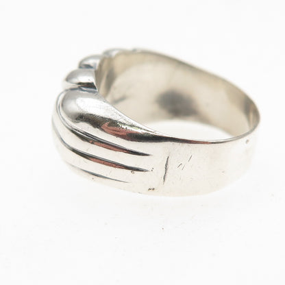 925 Sterling Silver Vintage Italy Modernist Ribbed Oxidized Ring Size 6.5