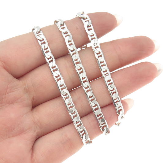 925 Sterling Silver Italy Anchor Mariner Chain Necklace 18"