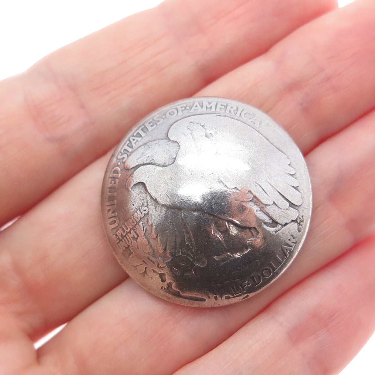 900 Silver Antique 1917 Walking Liberty US Half Dollar Coin Button