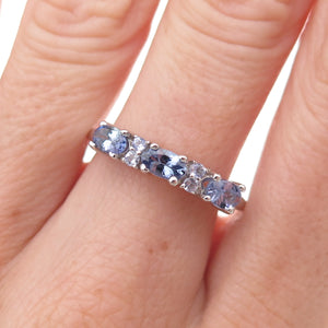 Chuck Clemency 925 Sterling Silver Real Oval & Round-Cut Tanzanite Ring Size 8