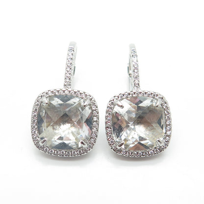 925 Sterling Silver Crystal & C Z Dangling Earrings