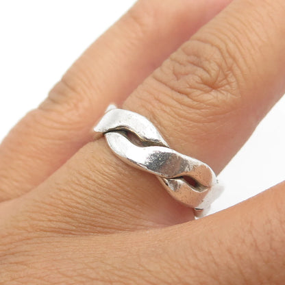 925 Sterling Silver Vintage Mexico Woven Band Ring Size 7.25