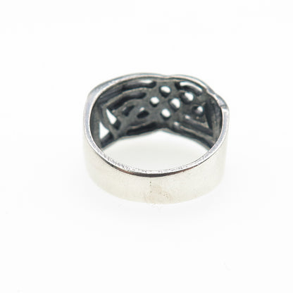 925 Sterling Silver Vintage Celtic Knot Oxidized Ring Size 6.25