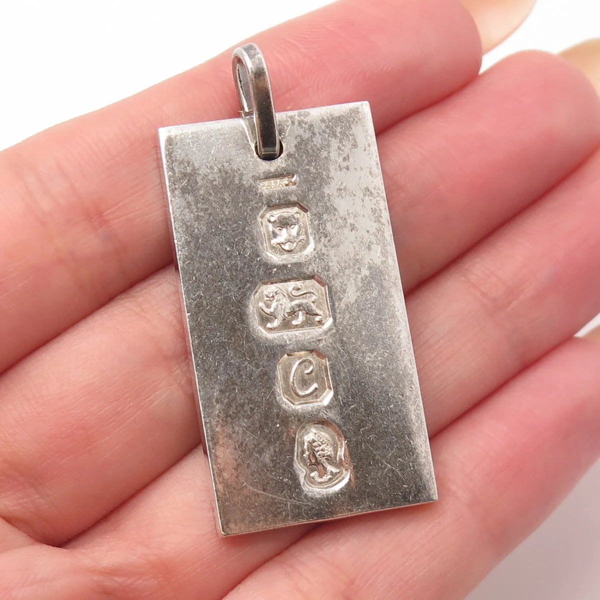 925 Sterling Silver Vintage A & AJ London Jubilee Ingot Bar Pendant