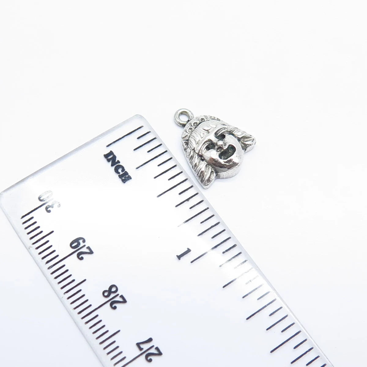 925 Sterling Silver Vintage Face Modernist Charm Pendant