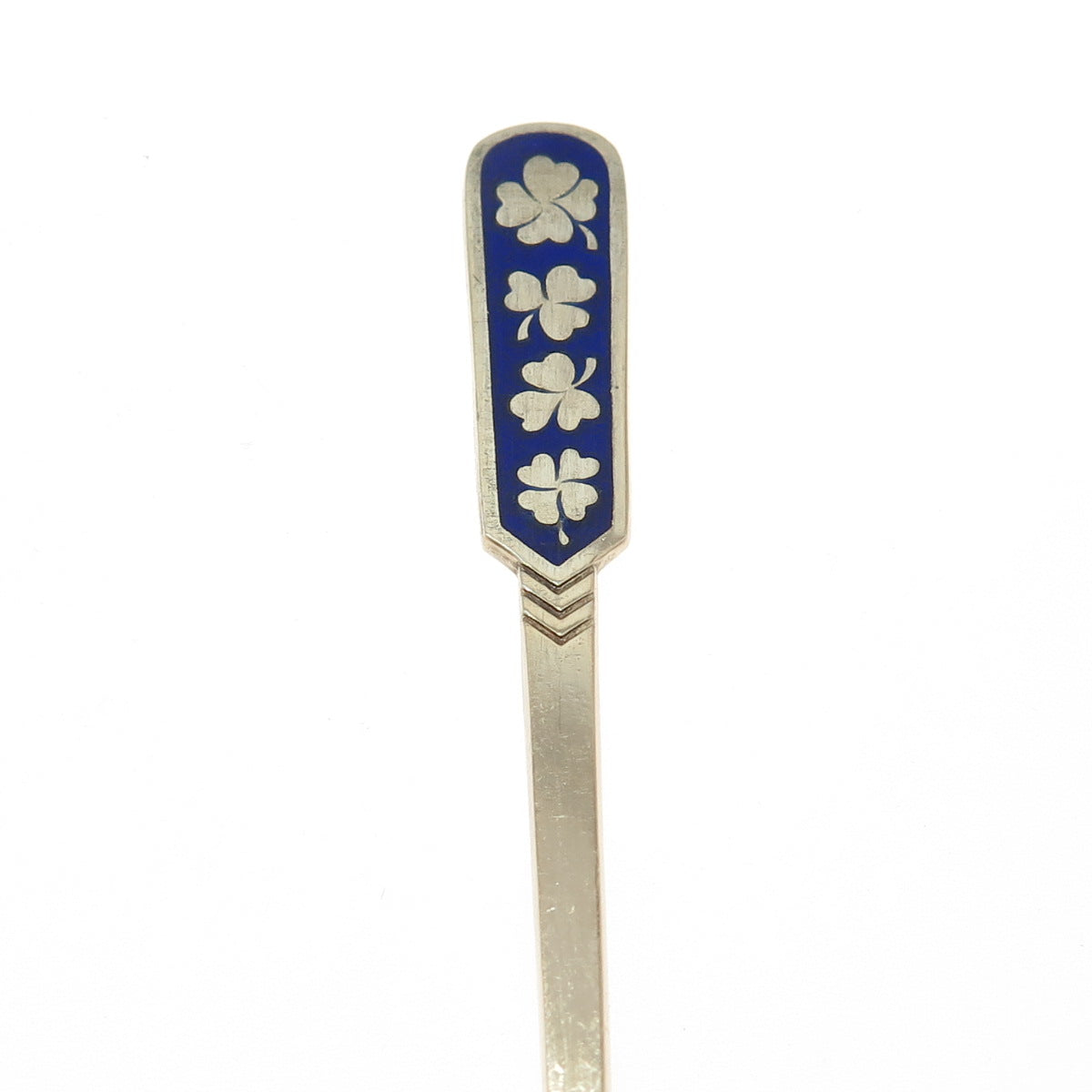 EGON LAURIDSEN Sterling Gold Plated Vintage Denmark Enamel Clover Coffee Spoon