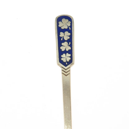 EGON LAURIDSEN Sterling Gold Plated Vintage Denmark Enamel Clover Coffee Spoon