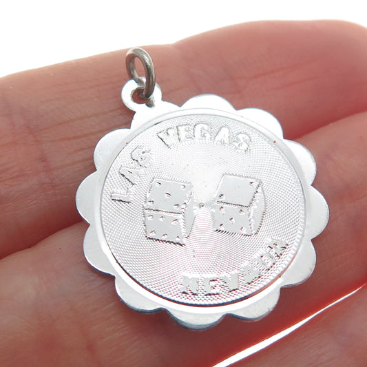 SASCO 925 Sterling Silver Vintage Las Vegas Nevada Lucky Dices Charm Pendant
