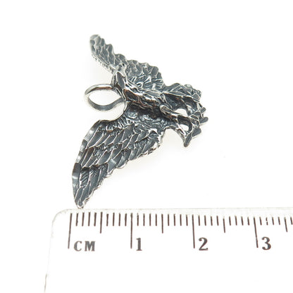 925 Sterling Silver Vintage American Eagle Oxidized Charm Pendant
