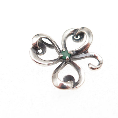 Franklin Mint Sterling Silver Vintage 1981 Real Emerald Butterfly Slide Pendant