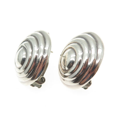 TIFFANY & CO. 925 Sterling Silver Vintage Spiral Dome Clip On Earrings