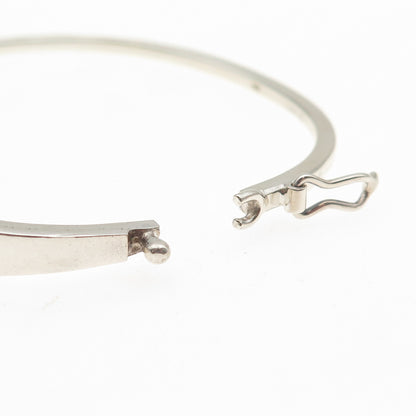 925 Sterling Silver Vintage Real Amber Modernist Bangle Bracelet 6.5"