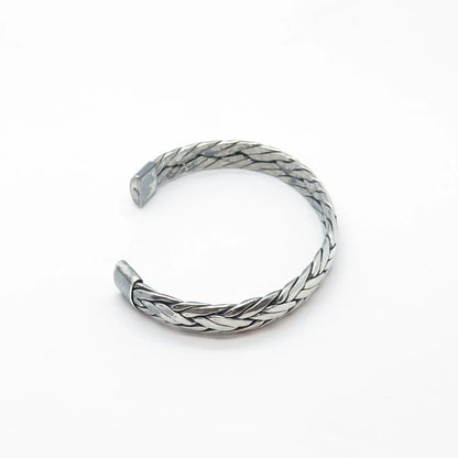 925 Sterling Silver Vintage Wheat Adjustable Cuff Bracelet 7.5”