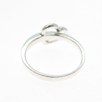 CHAPAL ZENRAY Sterling Silver Vintage Modernist Interlocked Heart Ring Size 7.25