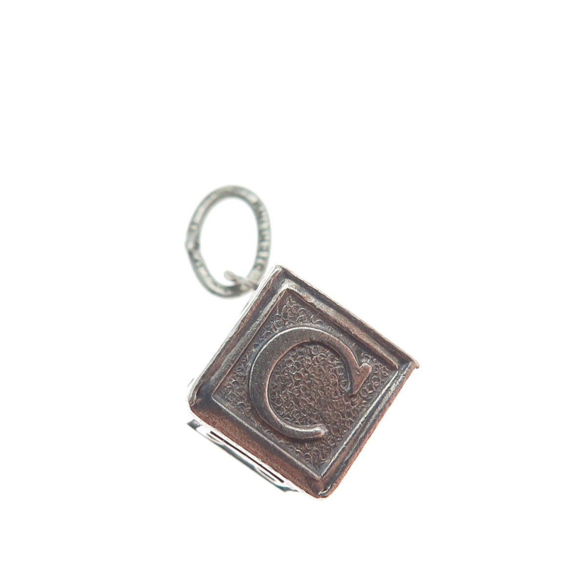 BEAU 925 Sterling Silver Vintage Baby Alphabet Building Block Mini Charm Pendant