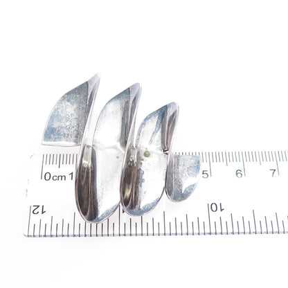 925 Sterling Silver Vintage Mexico Modernist Oxidized Pin Brooch