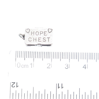 BEAU 925 Sterling Silver Vintage Hope Chest Minimalist Box Charm Pendant