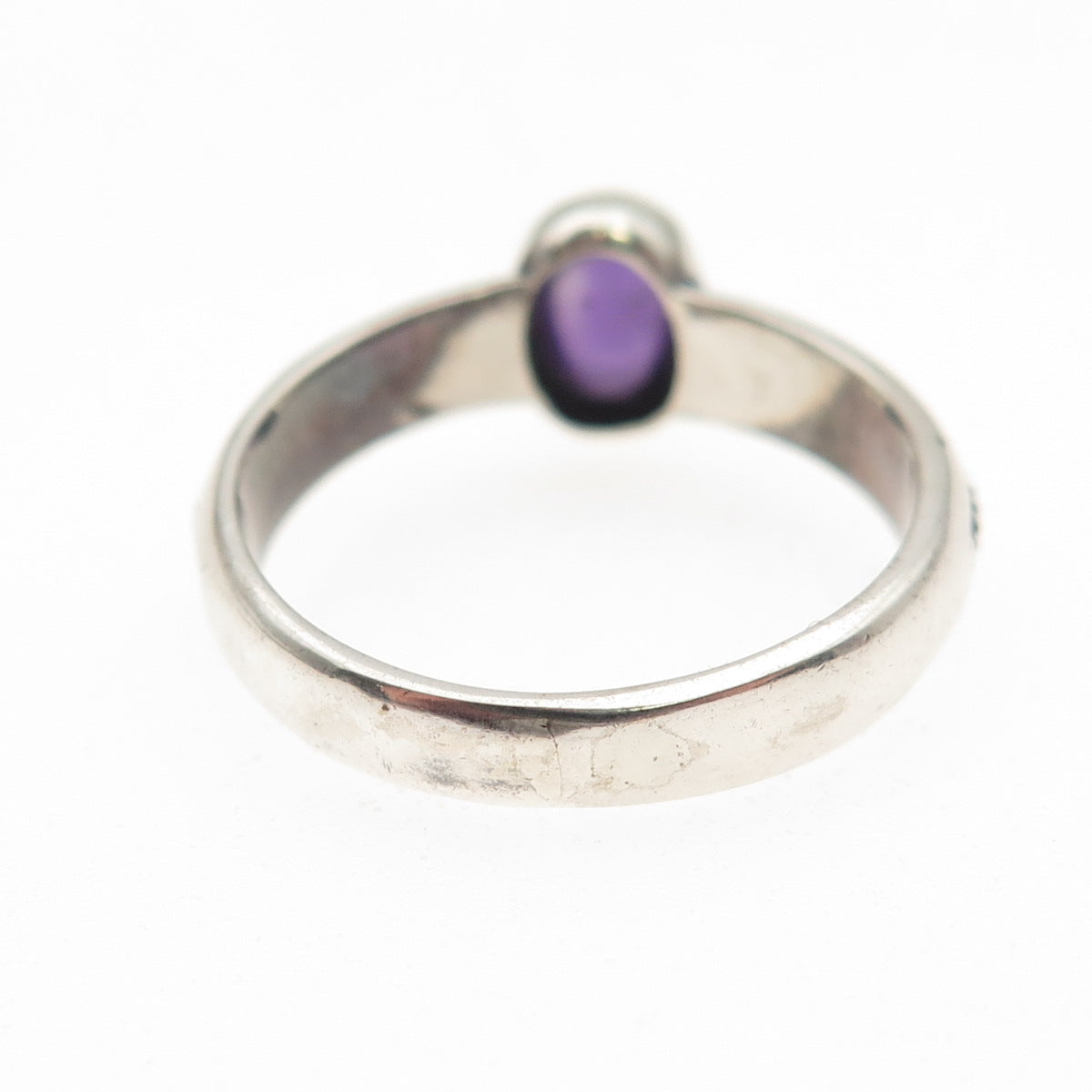 925 Sterling Silver Vintage Real Amethyst Oxidized Ring Size 7.25