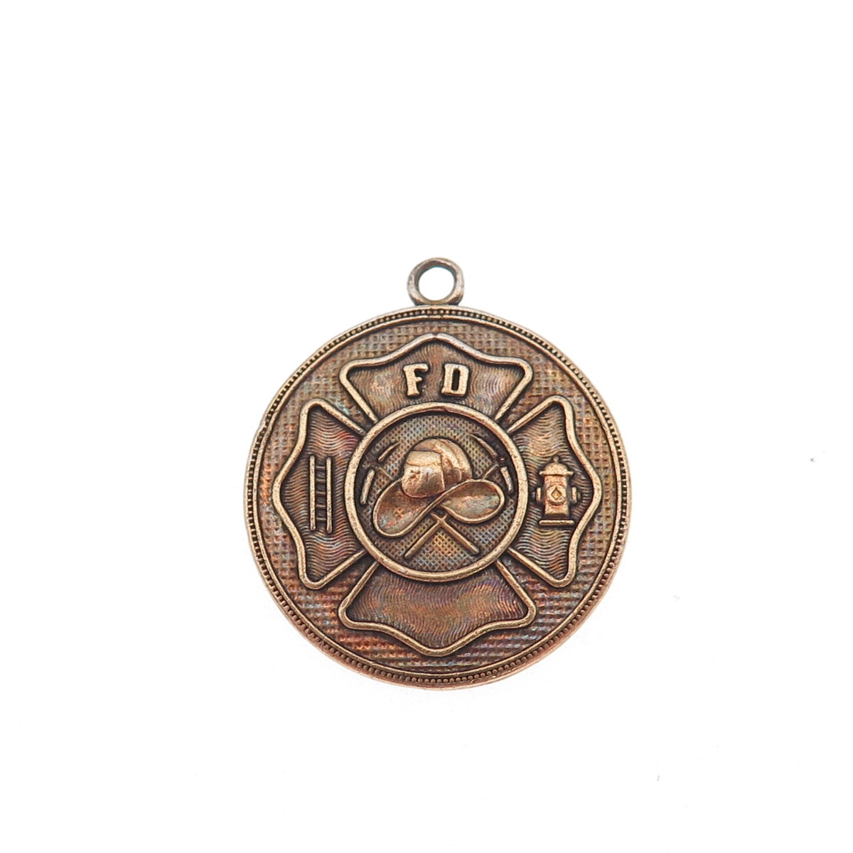 925 Sterling Silver Gold Plated Vintage Fire Department Cross Medal Pendant