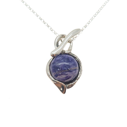 HAGIT GORALI Sterling Silver Vintage Israel Real Charoite Modernist Necklace 32"