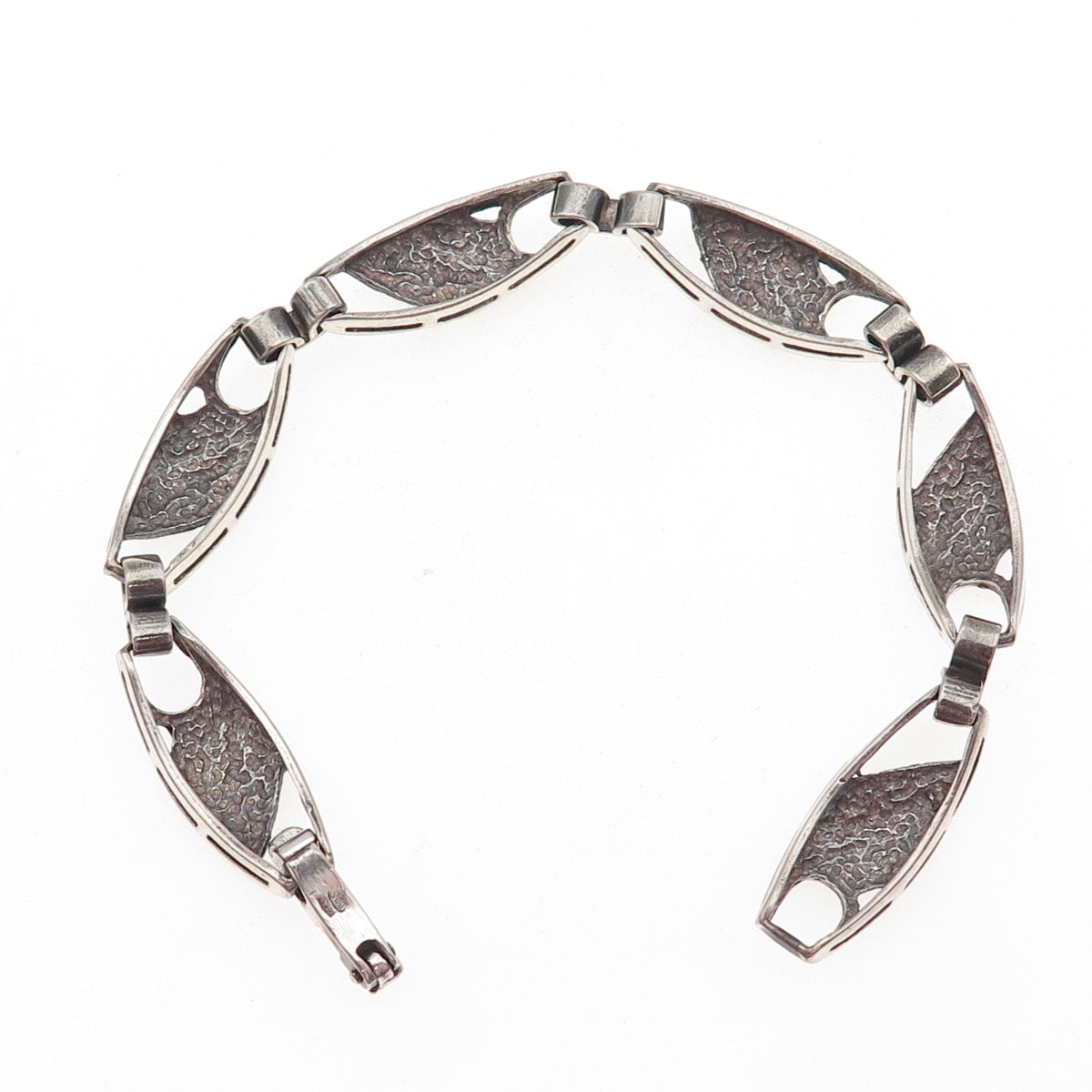 925 Sterling Silver Vintage Italy Enamel Modernist Panel Link Bracelet 7.25"