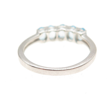 Chuck Clemency 925 Sterling Silver Vintage Real Oval-Cut Blue Topaz Ring Size 8