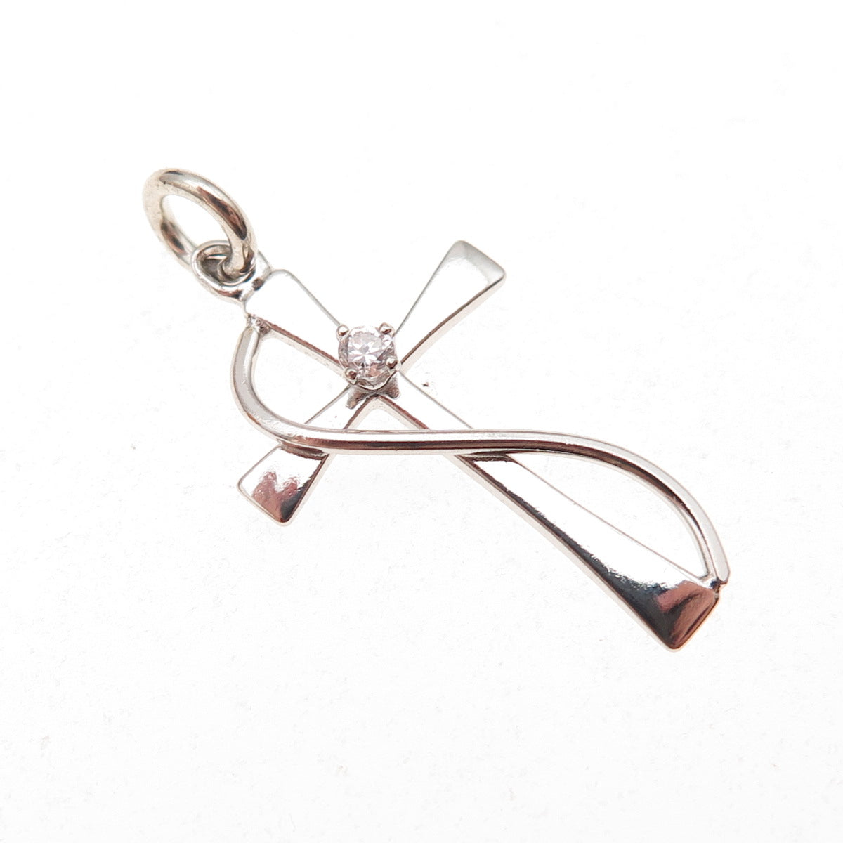 Princess Pride 925 Sterling Silver Vintage C Z Cross Charm Pendant
