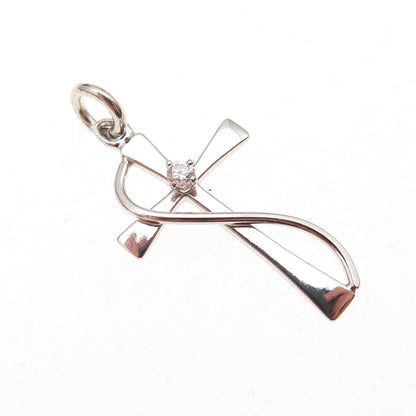 Princess Pride 925 Sterling Silver Vintage C Z Cross Charm Pendant