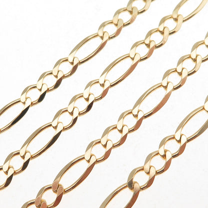 Han 925 Sterling Silver Gold Plated Italy Figaro Chain Necklace 18"