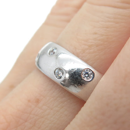 925 Sterling Silver Round-Cut C Z Celestial Band Ring Size 8.25