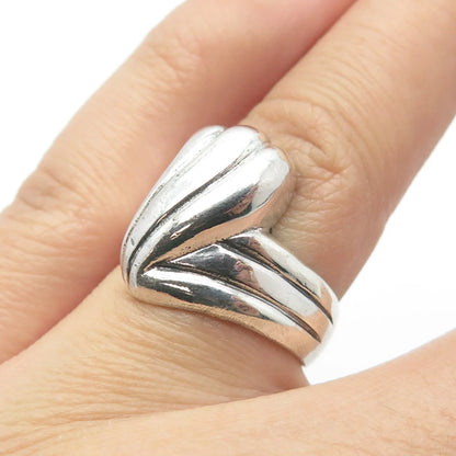925 Sterling Silver Vintage Ribbed Ring Size 7