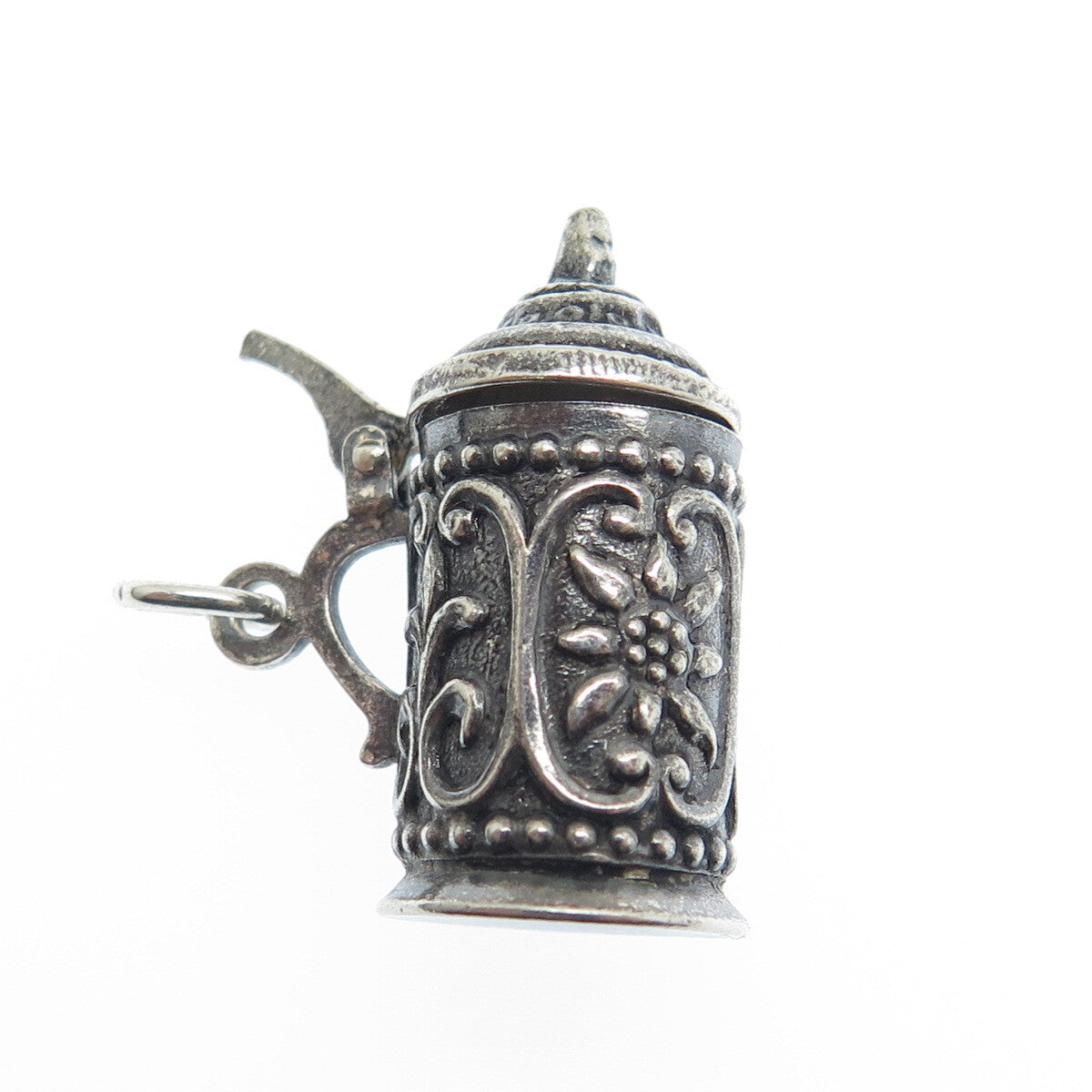 DANECRAFT 925 Sterling Silver Antique Beer Stein Oxidized Locket Pendant