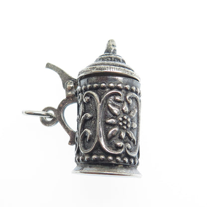DANECRAFT 925 Sterling Silver Antique Beer Stein Oxidized Locket Pendant