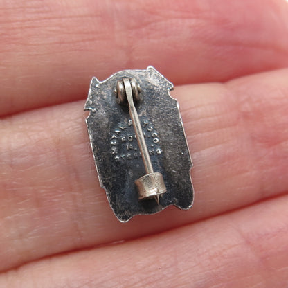 METAL ARTS CO. 925 Sterling Silver Vintage Scientist Oxidized Minimalist Brooch