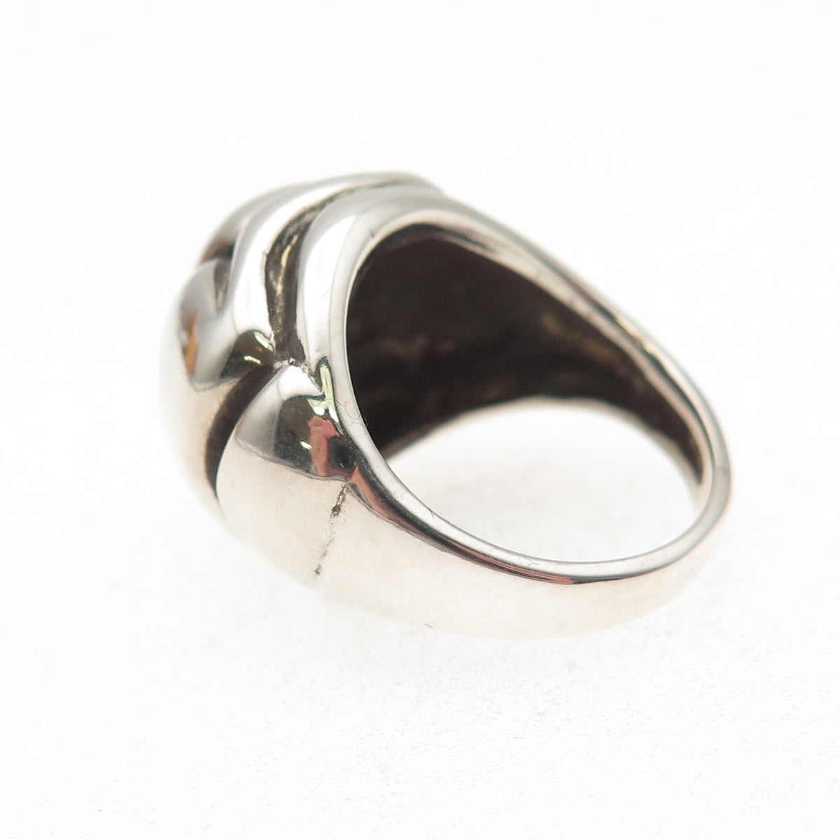 925 Sterling Silver Vintage Pregnant Woman Oxidized Dome Ring Size 4.5