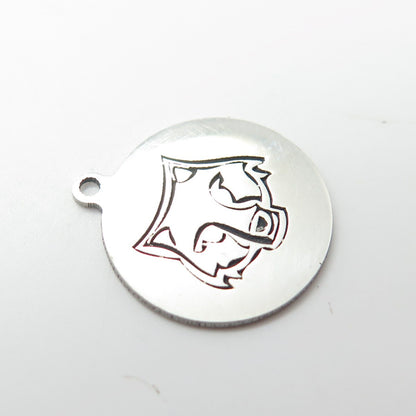 925 Sterling Silver USA Two In Town Wolf Charm Pendant