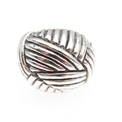 925 Sterling Silver Vintage Mexico Modernist Dome Oxidized Ring Size 6