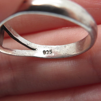 925 Sterling Silver Vintage Real Amethyst Beaded Oxidized Ring Size 8.75