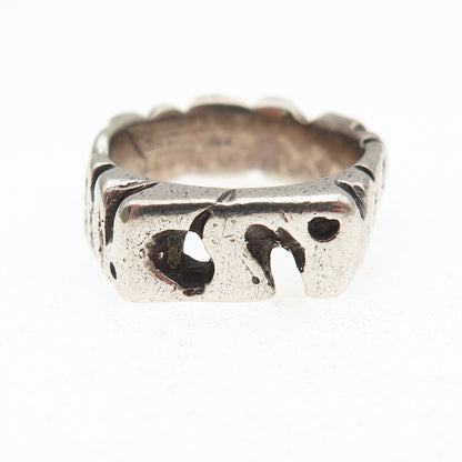925 Sterling Silver Vintage Modernist Oxidized Ring Size 5.75